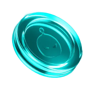 A decorative floating coin