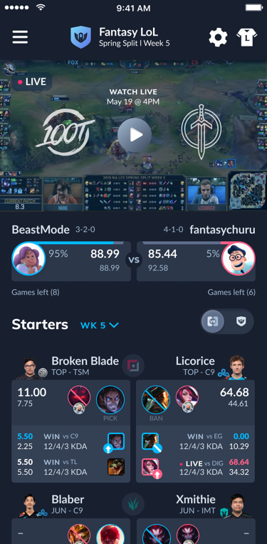 Fantasy League of Legends Available Today