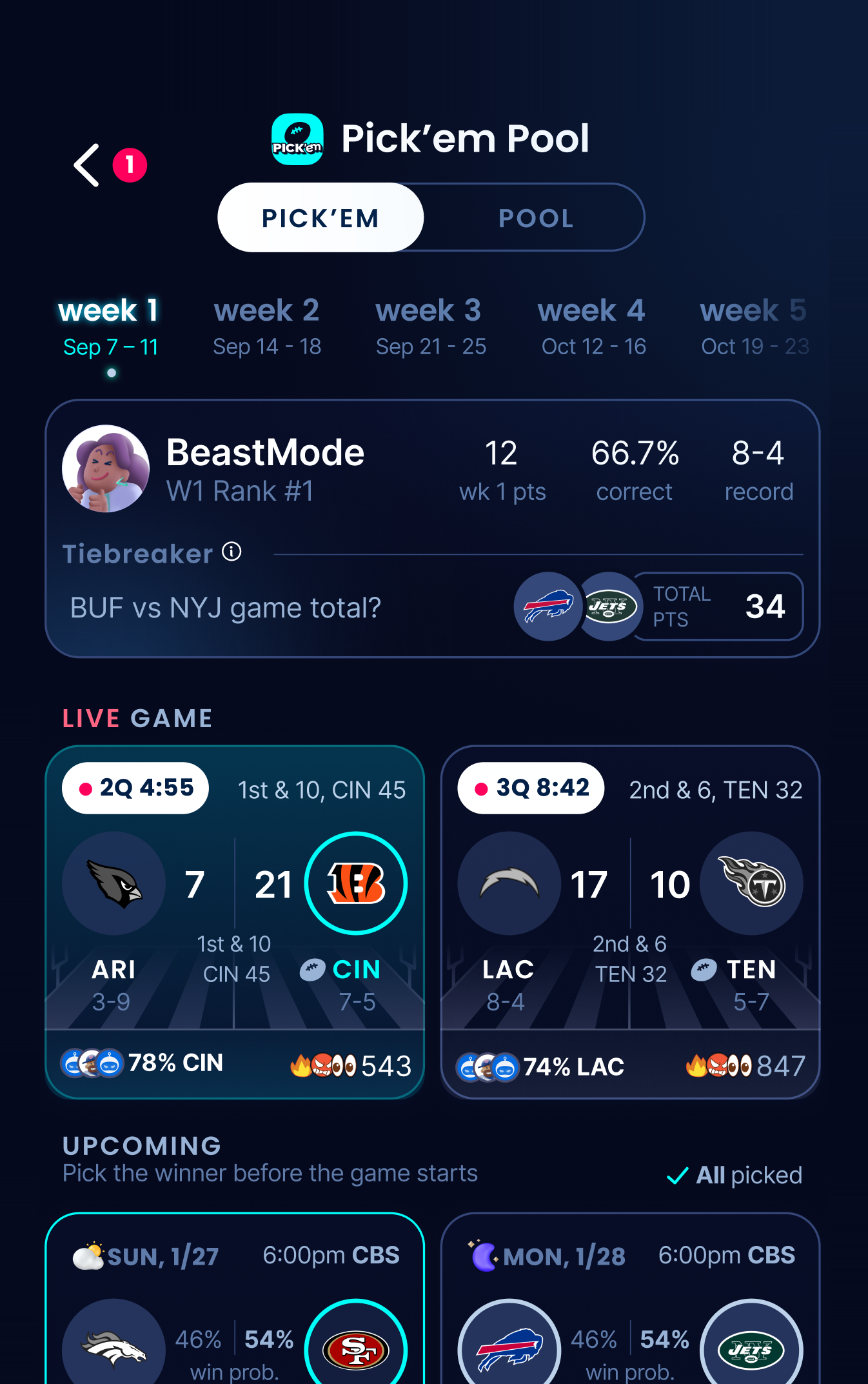 Sleeper Football Pick'em app